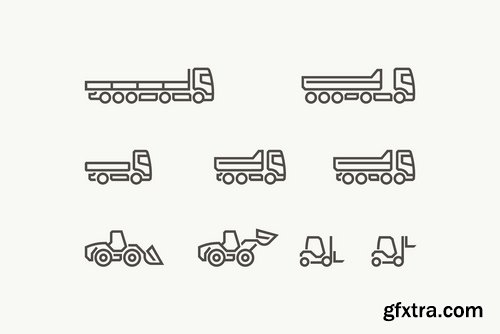 CM - Set of one-line truck icons. Vector 2294695