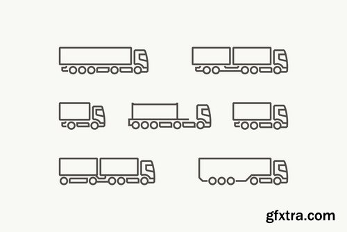 CM - Set of one-line truck icons. Vector 2294695