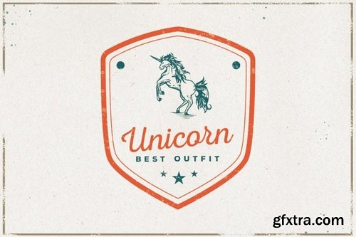 Vintage Unicorn & Tree Logos Badges