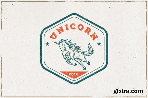 Vintage Unicorn & Tree Logos Badges