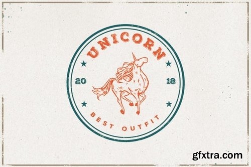 Vintage Unicorn & Tree Logos Badges