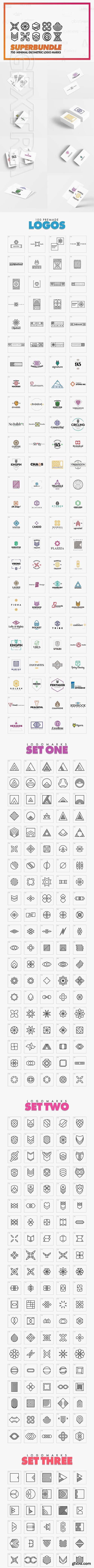 CreativeMarket - Minimal Geometric Logo Marks Bundle 2291993