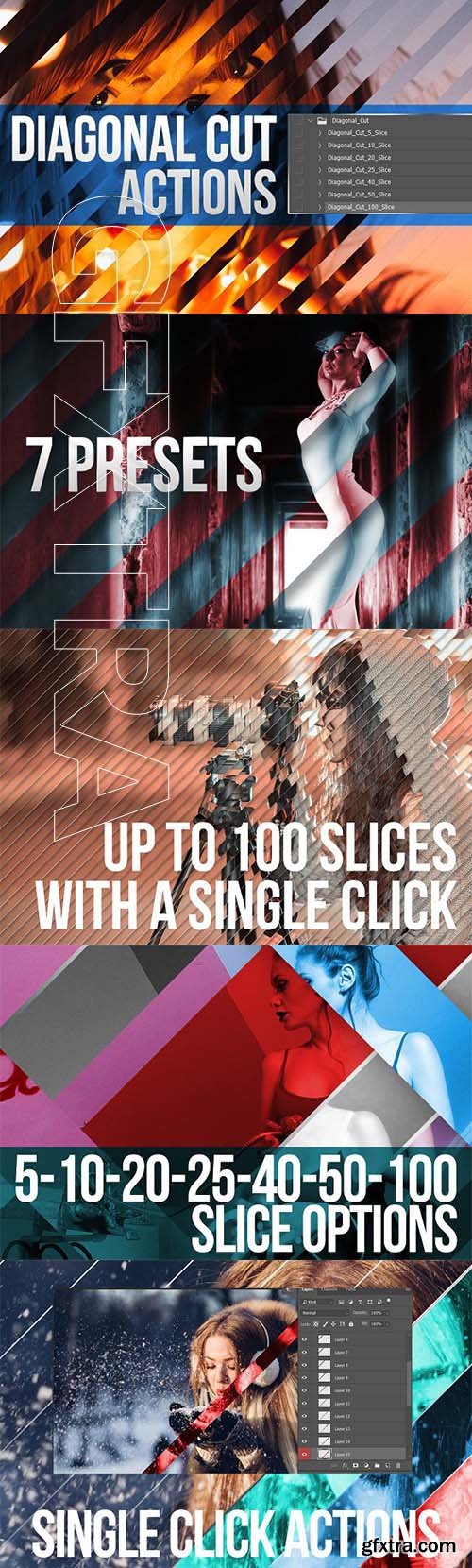 CreativeMarket - Diagonal Cut Actions for Photoshop 2291690