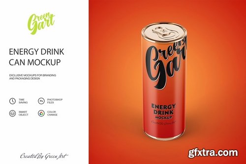 CM - 3 Energy Drink Can Mockup PSD 2276069