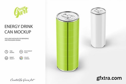 CM - 3 Energy Drink Can Mockup PSD 2276069