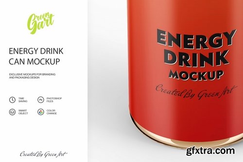 CM - 3 Energy Drink Can Mockup PSD 2276069