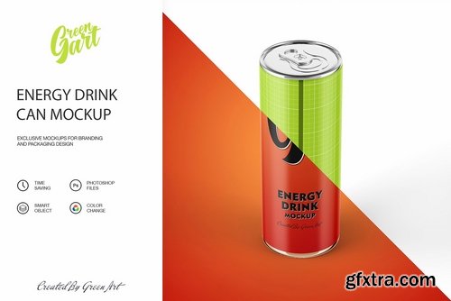 CM - 3 Energy Drink Can Mockup PSD 2276069