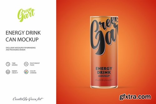 CM - 3 Energy Drink Can Mockup PSD 2276069