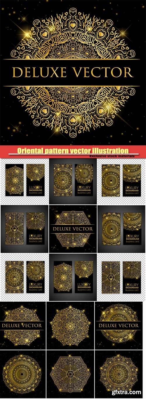 Oriental pattern vector illustration, Islam, Arabic Indian turkish motifs