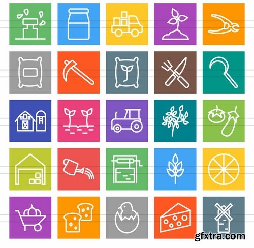 50 Farm Line Multicolor BG Icons