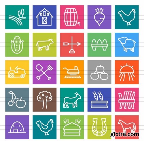 50 Farm Line Multicolor BG Icons