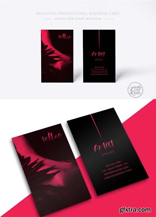 CreativeMarket - Tattoo Artist Professional Card 2290307