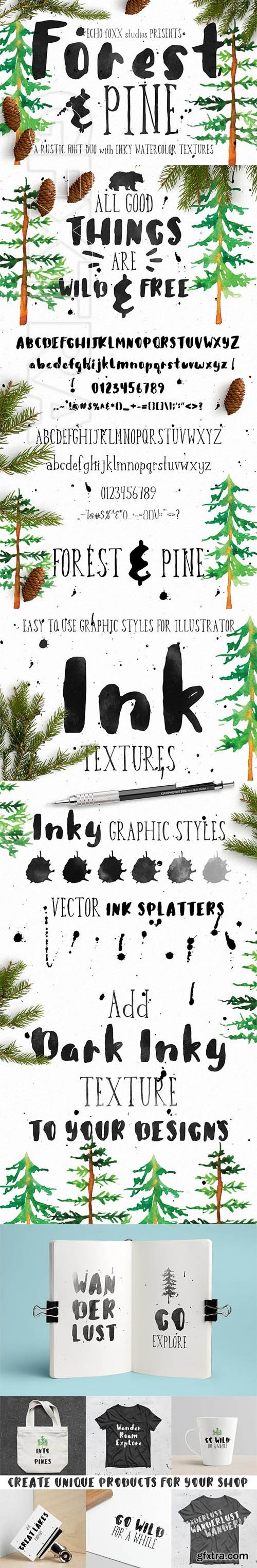 CreativeMarket - Forest & Pine Textured Font Bundle 2287776