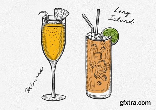 Alcohol Cocktails Hand-Drawn Graphic