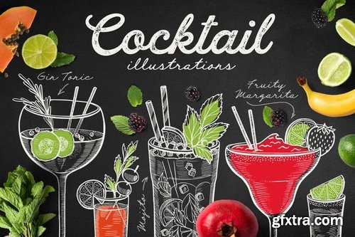 Alcohol Cocktails Hand-Drawn Graphic