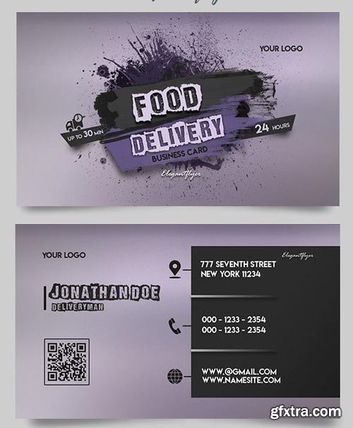 Food Delivery V2 2018 Business Card Templates PSD