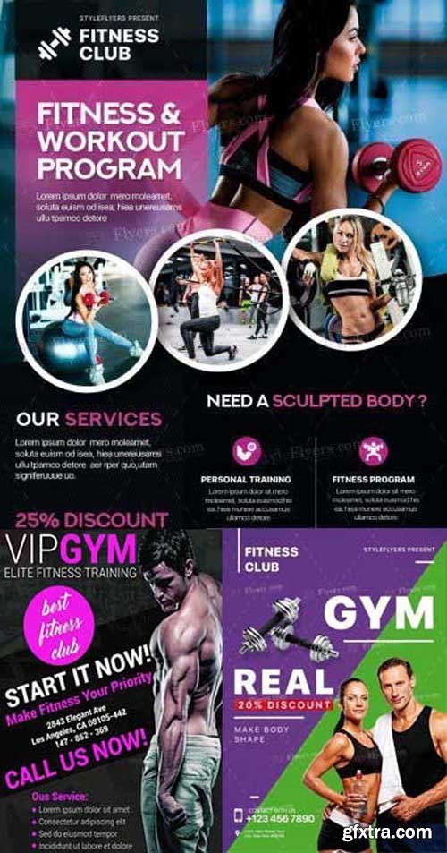 GYM V1 3in1 2018 PSD Flyer Template