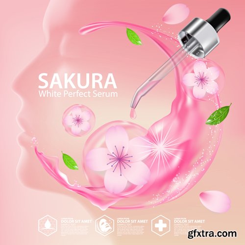 Sakura nature cream serum, collagen solution mask sheet skin care cosmetic