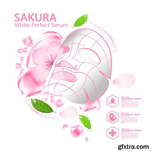 Sakura nature cream serum, collagen solution mask sheet skin care cosmetic