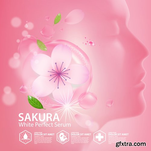 Sakura nature cream serum, collagen solution mask sheet skin care cosmetic