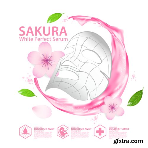 Sakura nature cream serum, collagen solution mask sheet skin care cosmetic