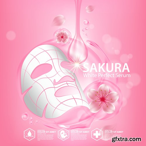 Sakura nature cream serum, collagen solution mask sheet skin care cosmetic