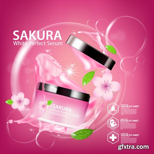 Sakura nature cream serum, collagen solution mask sheet skin care cosmetic