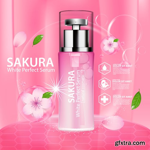 Sakura nature cream serum, collagen solution mask sheet skin care cosmetic