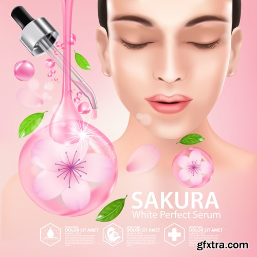 Sakura nature cream serum, collagen solution mask sheet skin care cosmetic