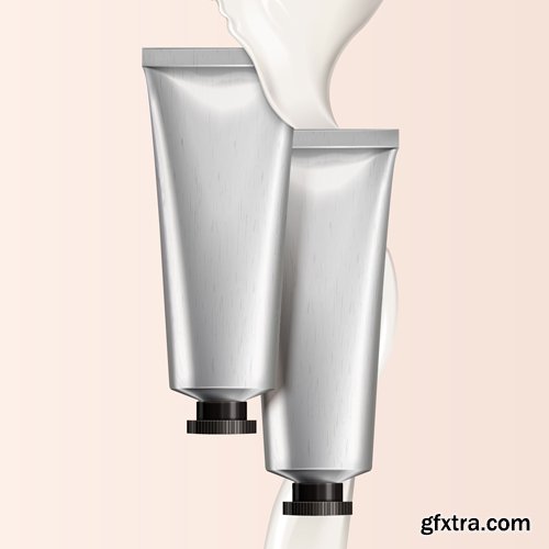 Rose hand cream ads in 3d vector illustration