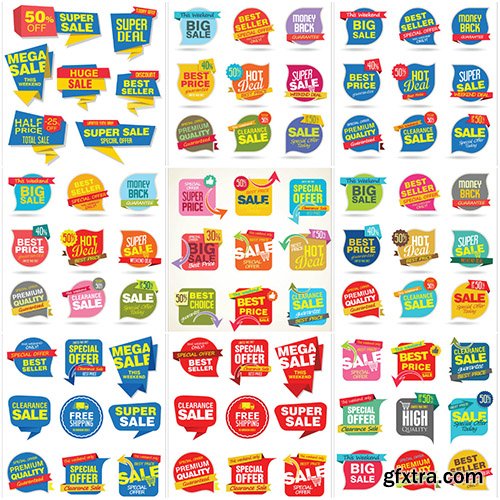 Modern vector sale stickers and tags collection