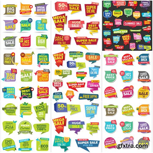 Modern vector sale stickers and tags collection