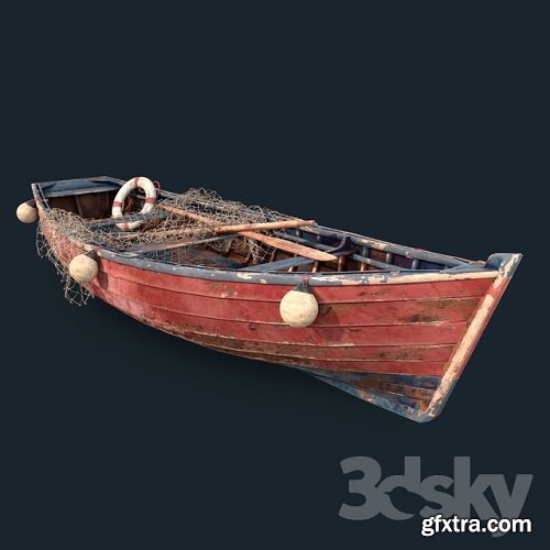 Old fishing boat 3d Model