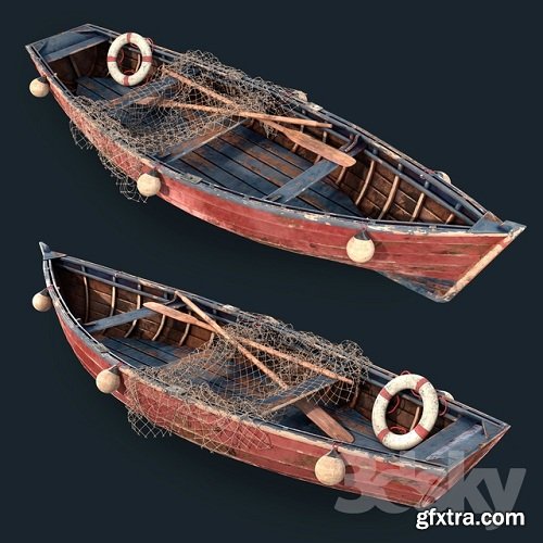 Old fishing boat 3d Model