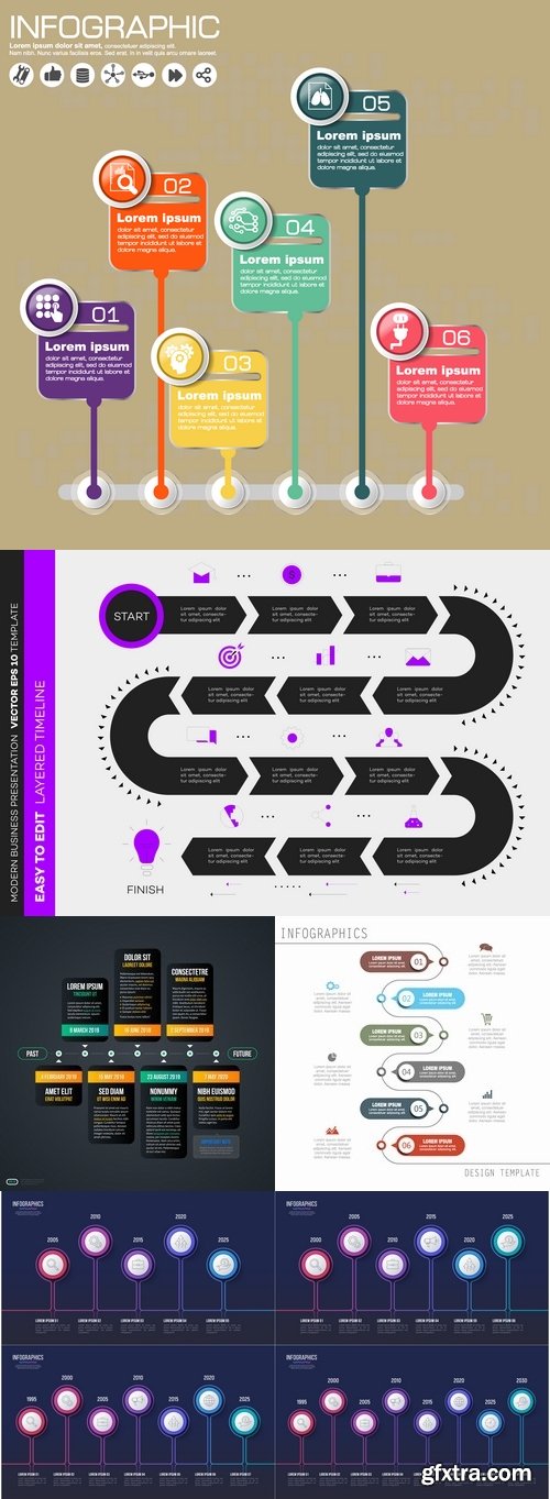 Vectors - Timeline Infographics 50