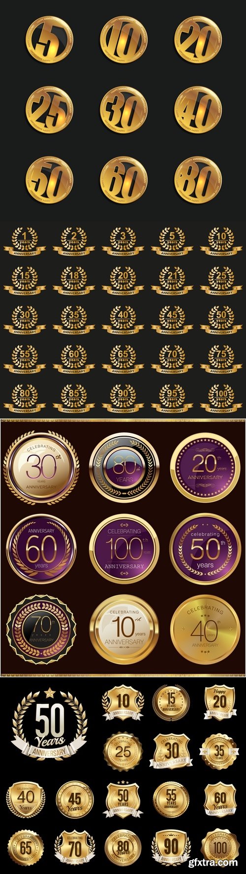 Vectors - Golden Anniversary Labels Set 2