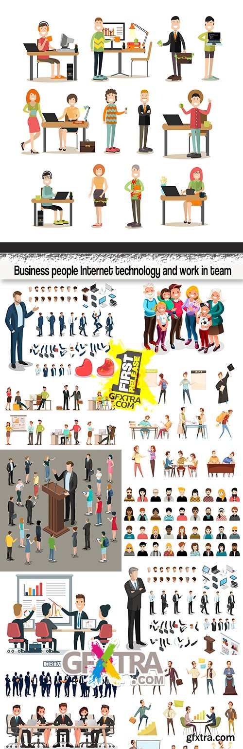 Business people Internet technology and work in team