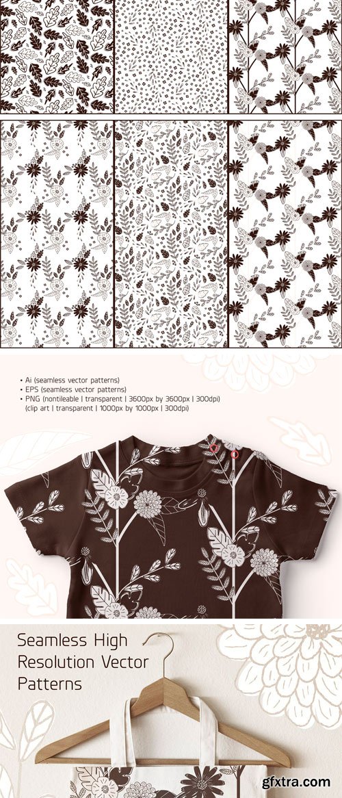 CM - Black & White Flowers and Leaves 2163133