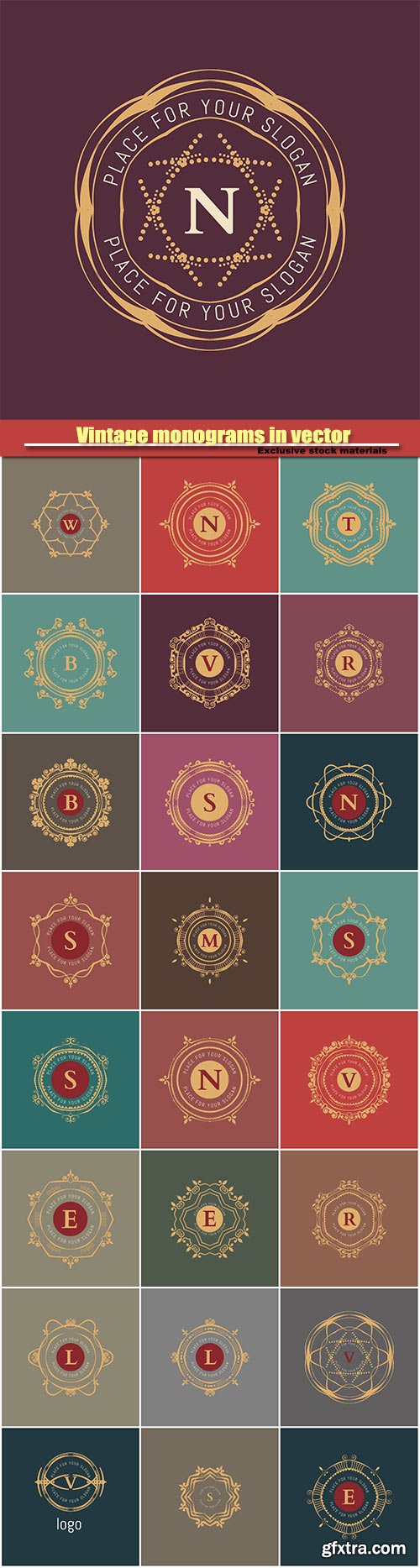 Vintage monograms in vector, logos