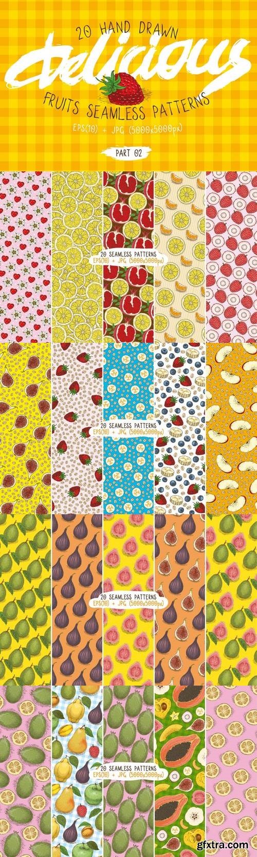 Fruits Seamless Patterns Set