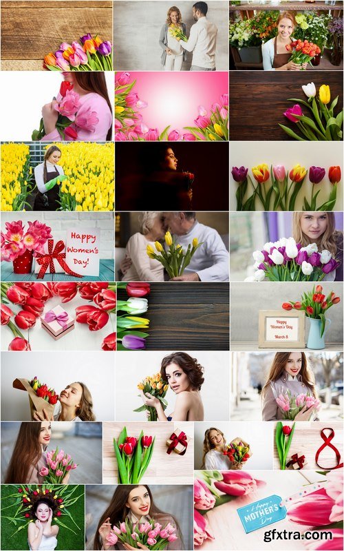 Woman with tulip Mother\'s Day Women\'s Day flowers 25 HQ Jpeg