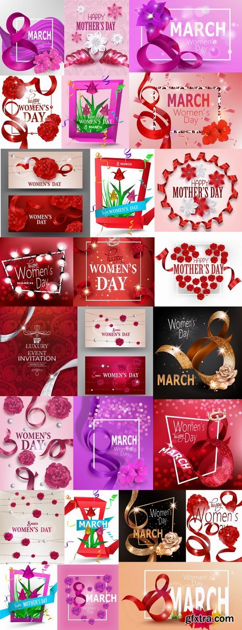 8 March International Women\'s Day invitation card flyer banner 25 EPS