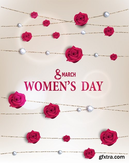 8 March International Women\'s Day invitation card flyer banner 25 EPS