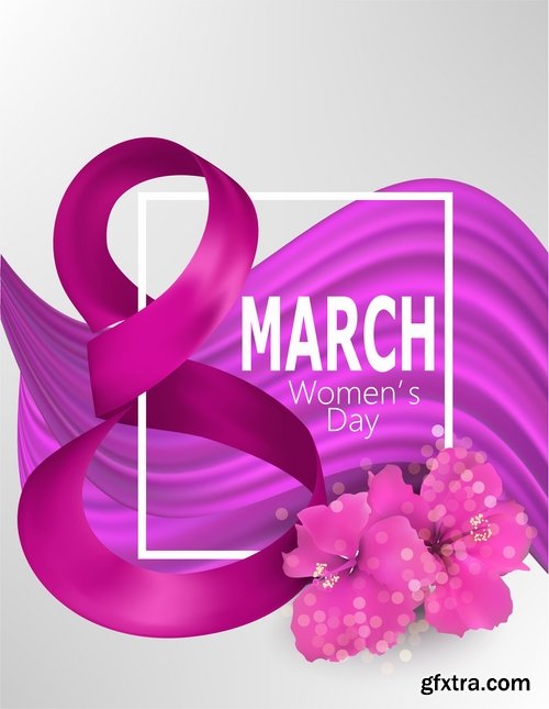 8 March International Women\'s Day invitation card flyer banner 25 EPS