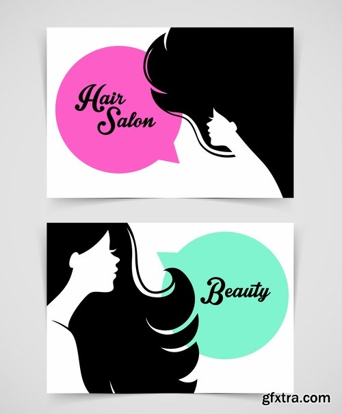 Posters of women\'s hairstyles vector images 25 Eps