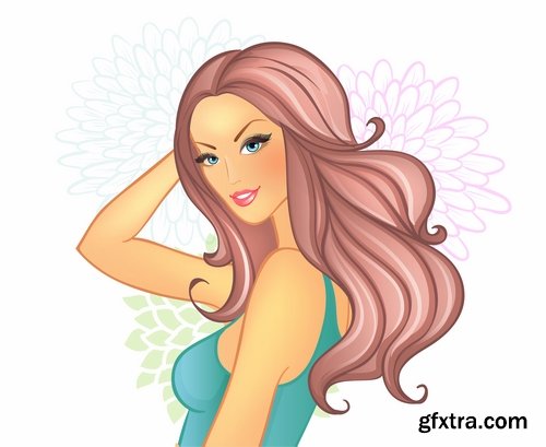 Posters of women\'s hairstyles vector images 25 Eps