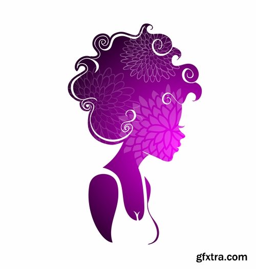 Posters of women\'s hairstyles vector images 25 Eps