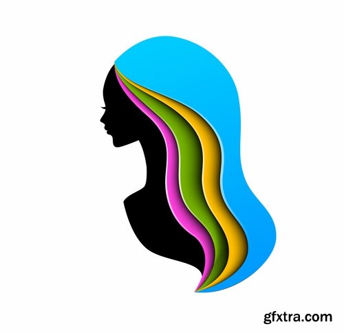 Posters of women\'s hairstyles vector images 25 Eps