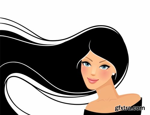 Posters of women\'s hairstyles vector images 25 Eps