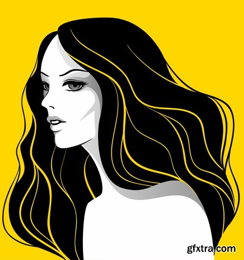 Posters of women\'s hairstyles vector images 25 Eps